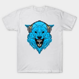 Blue Wolf With Headphone T-Shirt